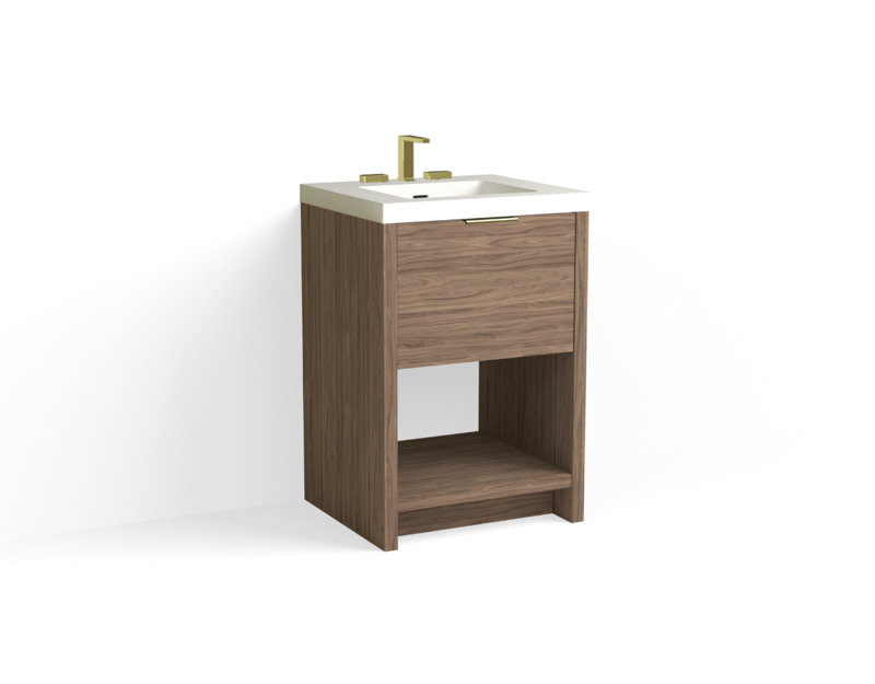Vista 24" W Freestanding Single Bathroom Vanity, White Matte, White Nanomatte/Satin Nickel, 8" Widespread