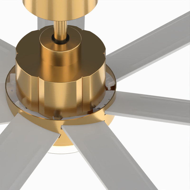 Pendry 72 inch Indoor/Outdoor Ceiling Fan with Matte White Blades - Brushed Satin Brass, White, Satin Brass