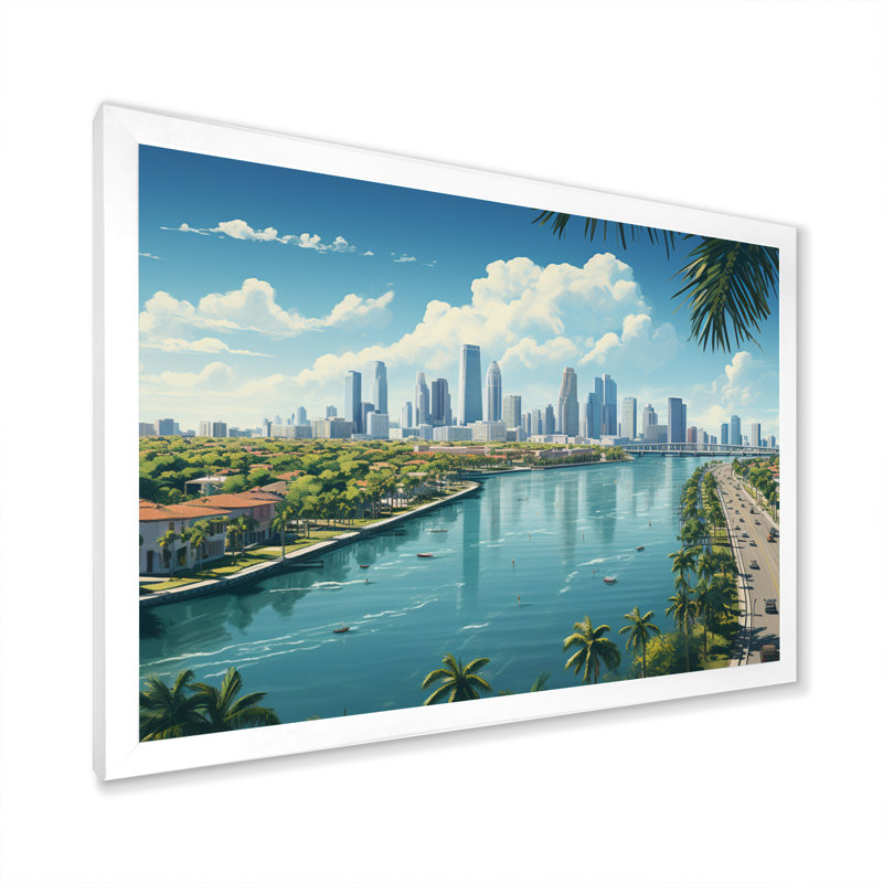 «Miami Sunshines State III», reproduction sur toile, H 24 po x l 32 po x P 1 po, Cadre photo blanc