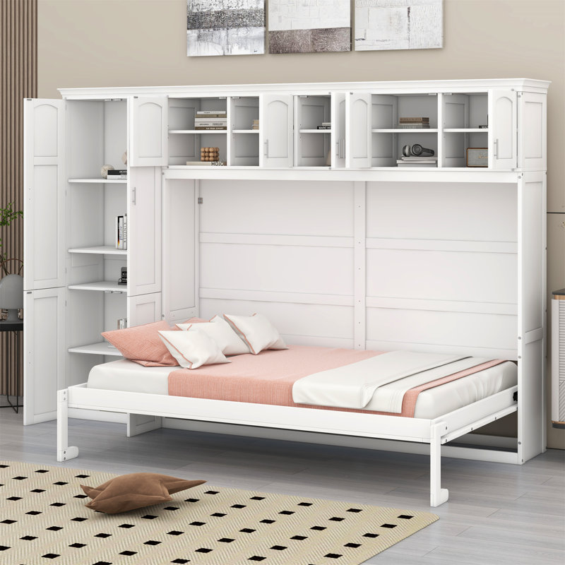 Lit escamotable mural avec armoires Murphy, Blanc