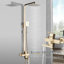 Brushed Gold Exposed Bathroom Shower Mixer Twin Head Bar Set Square Valve Shower System