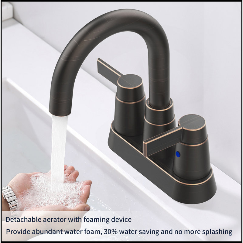 Bathroom Faucet Oil Rubbed Bronze 2-Handle Bathroom Sink Faucet 360 Degree High Arc Swivel Spout Centerset 4 Inch Vanity Faucet Bathroom Faucet 3 Holes Lavatory Faucet