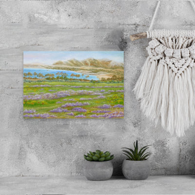 «Spring Meadow Bay Peaceful Rustic Serene Lavender Flower Landscape Art», art mural