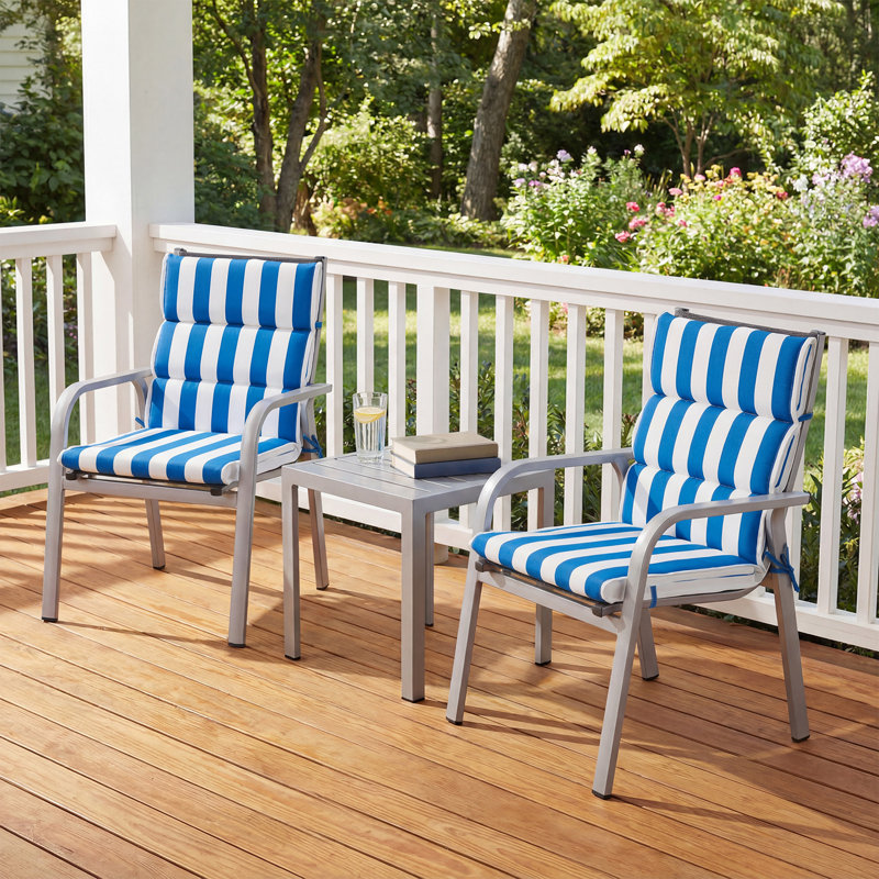  Ensemble de coussins de chaise de patio à haut dossier de 2, 21 x 2,4 po, Bleu