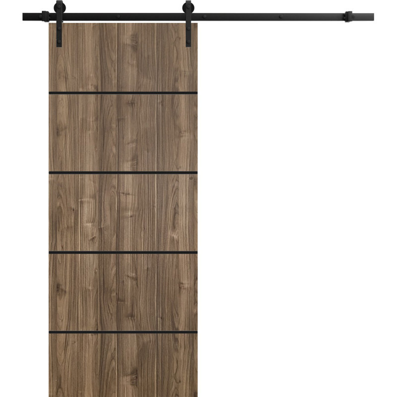Porte de grange en bois massif massif, Noyer, 36 po x 96 po