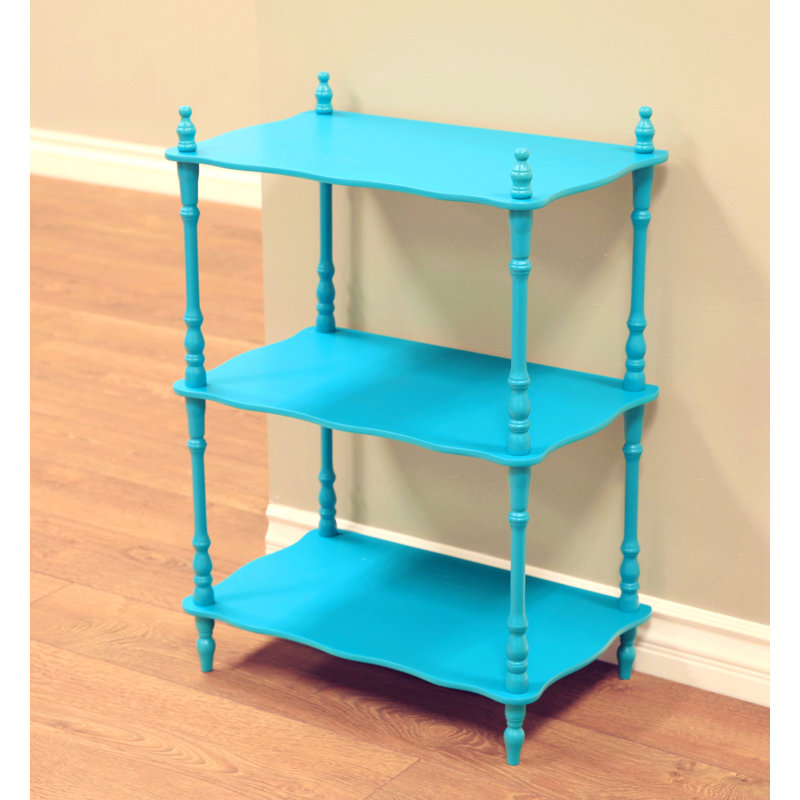 Blue Wooden Traditional Kids Etagere Bookcase