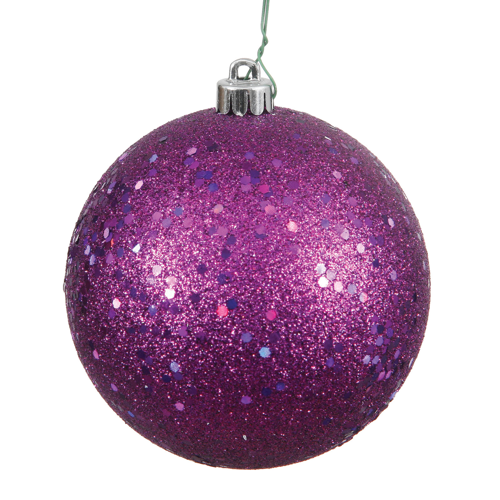 Christmas Ball Ornament, 6" H x 6" W x 6" D, Sequin Plum