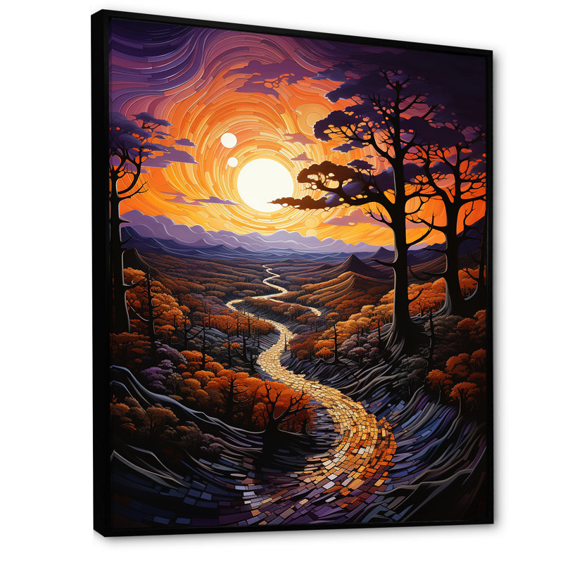 Balzhan Sunset Tangerine Twilight sur toile, H 40 po x l 30 po x P 1,5 po, Cadre flottant noir