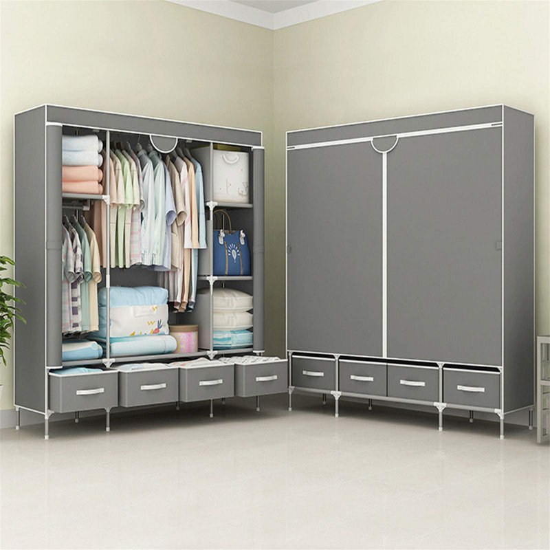 URBNLIVING Metal Wardrobe, Grey