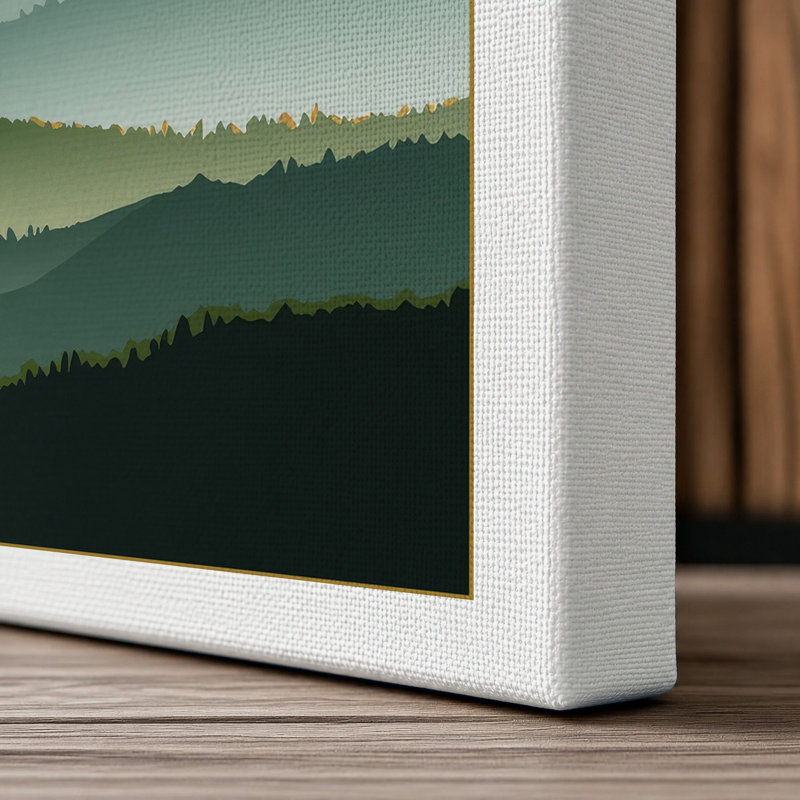Mountains at Daybreak Scandinavian - Wrapped Canvas, 36x24 - 91.4 x 61.0 cm, White Border