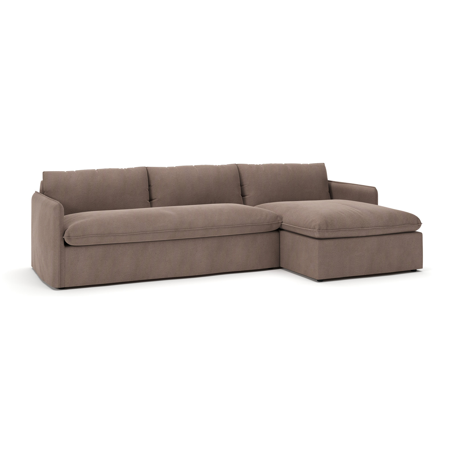 Bellatrix Sectional with Chaise, Bella Cocoa Performance Velvet, Right Hand Facing