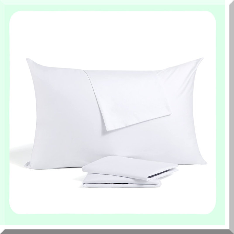 CoolCotton Sleep Pillowcase Set - Standard Queen Size 4 Pack with Zipper, 400 Thread Count Cooling Breathable Protectors for Better Sleep - 20" x 30"