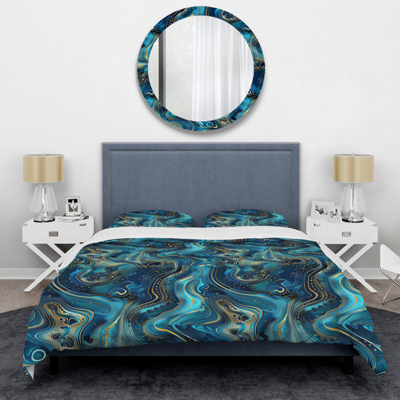 Ensemble de housse de couette Blue Gold, Housse de couette très grand et 2 très grandes t