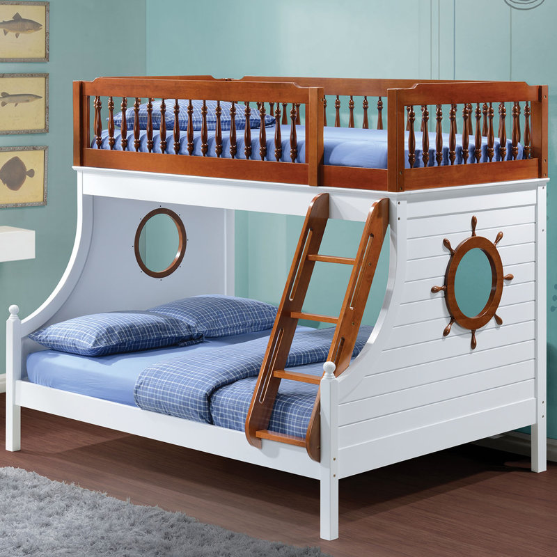 Greggory Kids Twin Over Full Bunk Bed, Oak/White