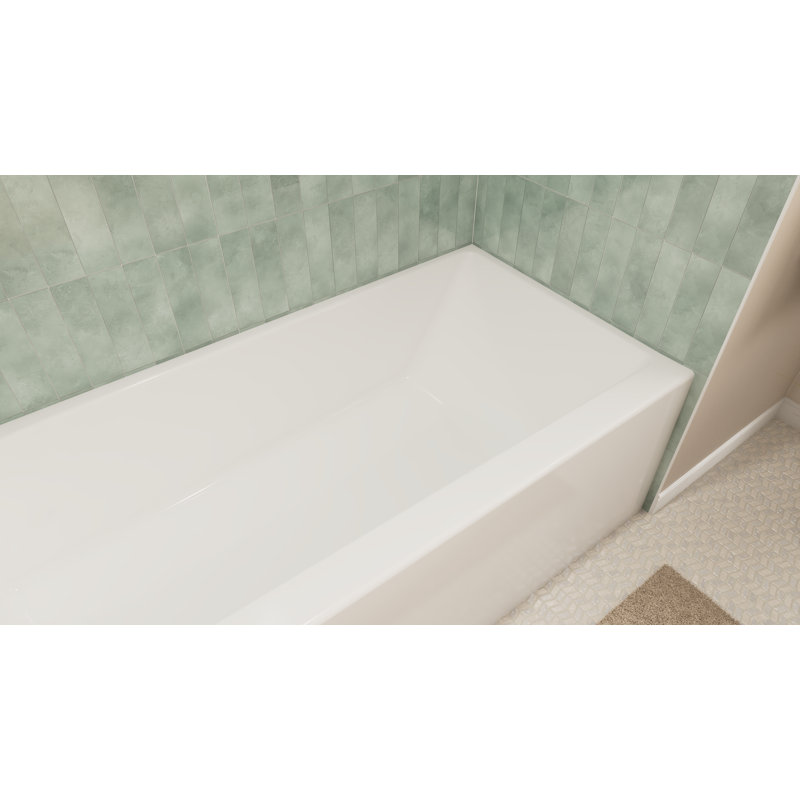 Prism 60 in. L x 30 in. W Acrylic Alcove Drain Bathtub, White, Left