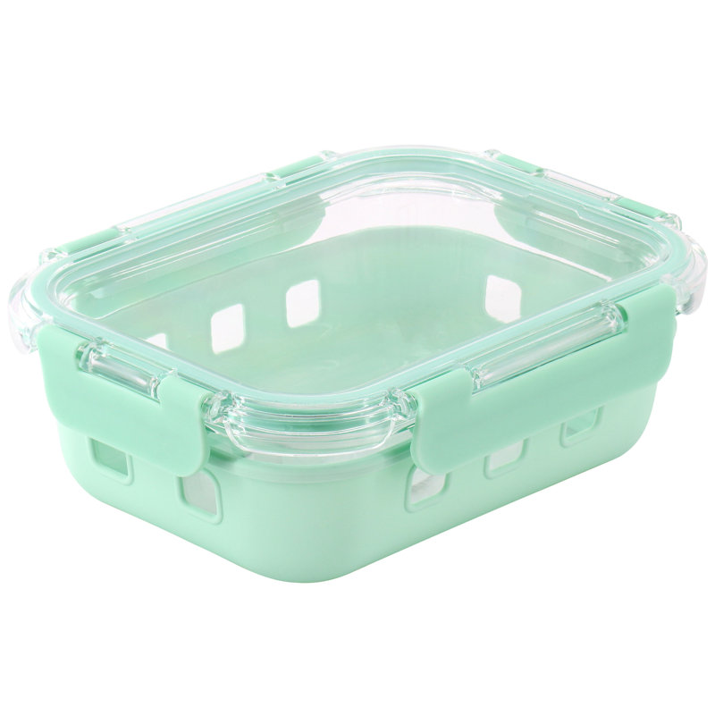 Martha Stewart 21 Ounce Glass Container with Snap On Lid in Mint