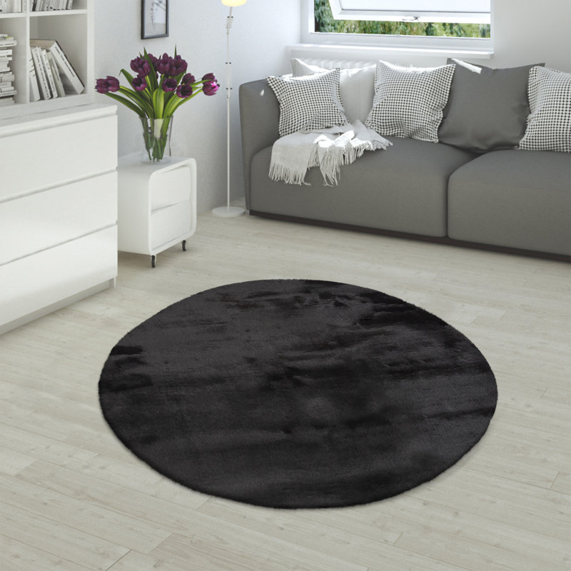 Valeriane Uniform Color Shag Area Rug, Oval 150 x 170cm