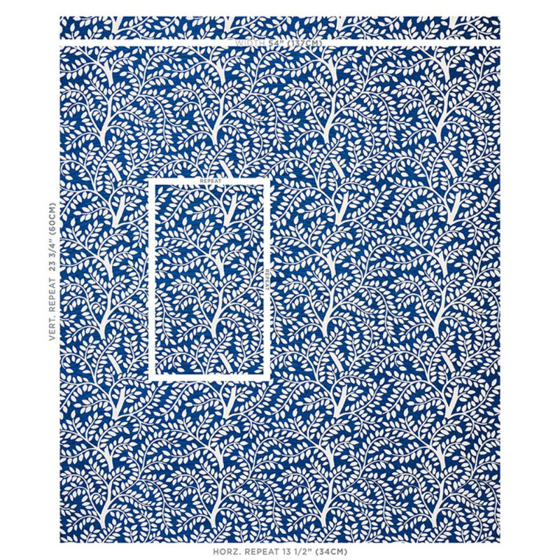 Tissu Temple Garden Ii, Bleu