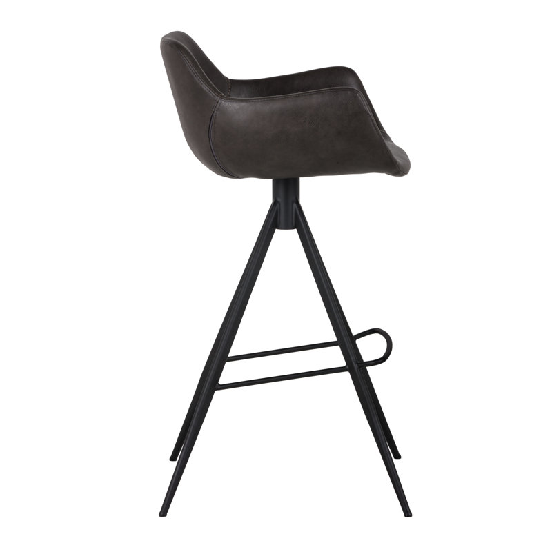 Owen Swivel Upholstered Stool with Metal Frame, Gray, Counter Stool (26" Seat Height)