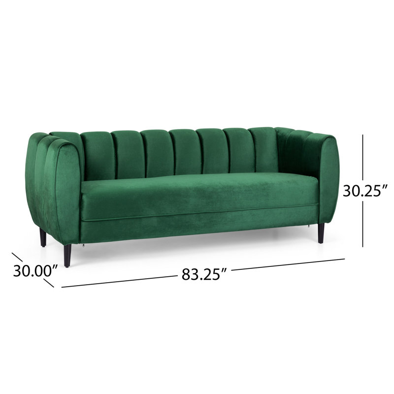 Canapé Orla, velours vert, 83 po, Vert émeraude