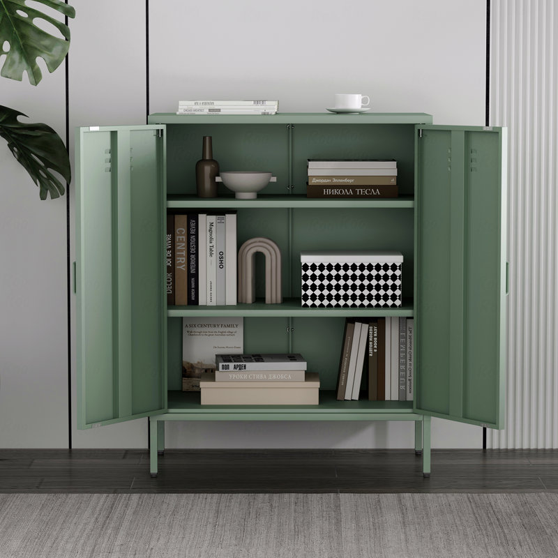 32" Sage Green Accent Cabinet | Industrial Metal Storage | Gift Idea, Sage Green