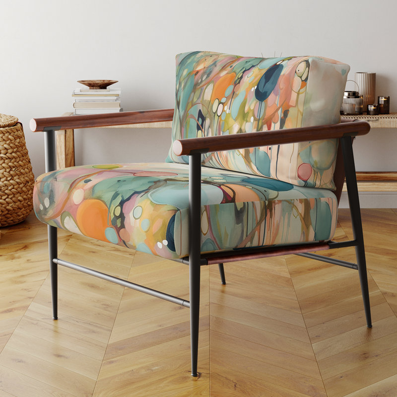 Fauteuil d'appoint rembourré rose et bleu Minimalims Fludity I, Noir