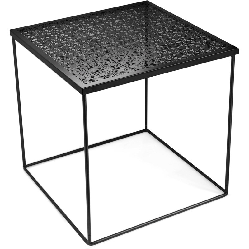 Table de bout en métal découpé Espina, Noir