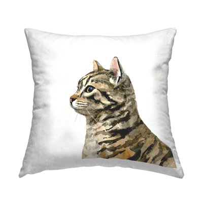 Coussin décoratif à rayures décontracté à motif de fond blanc décontracté par Victoria Barnes