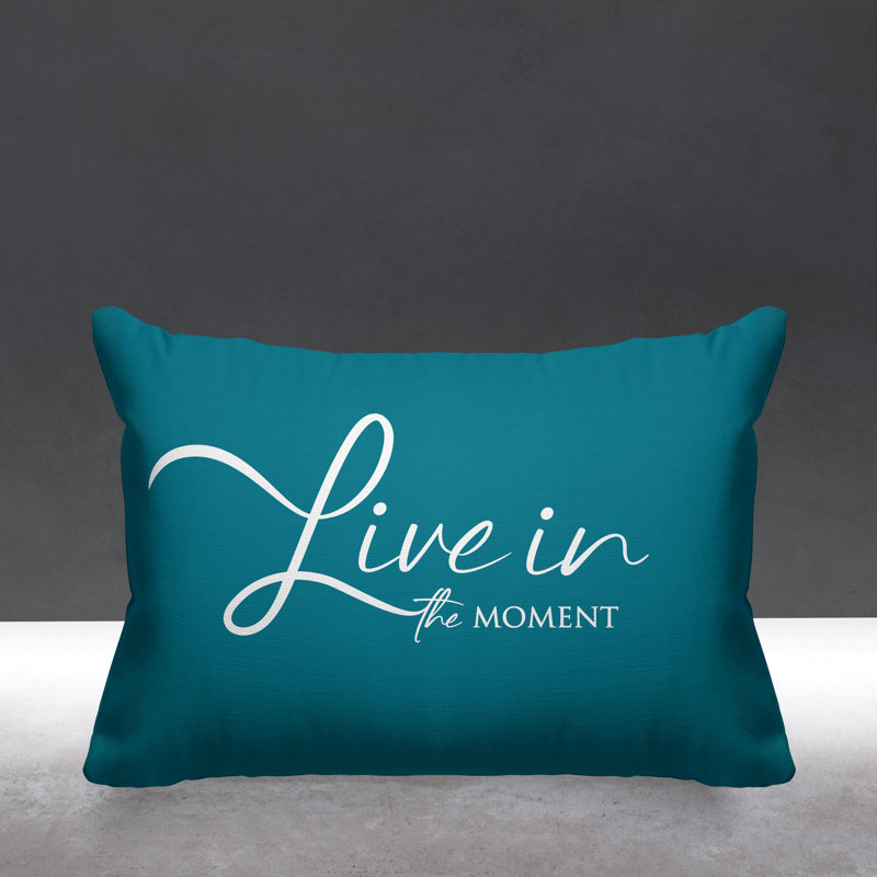 Housse et insert de coussin rectangulaire extérieur Aspire Live in the Moment, Turquoise