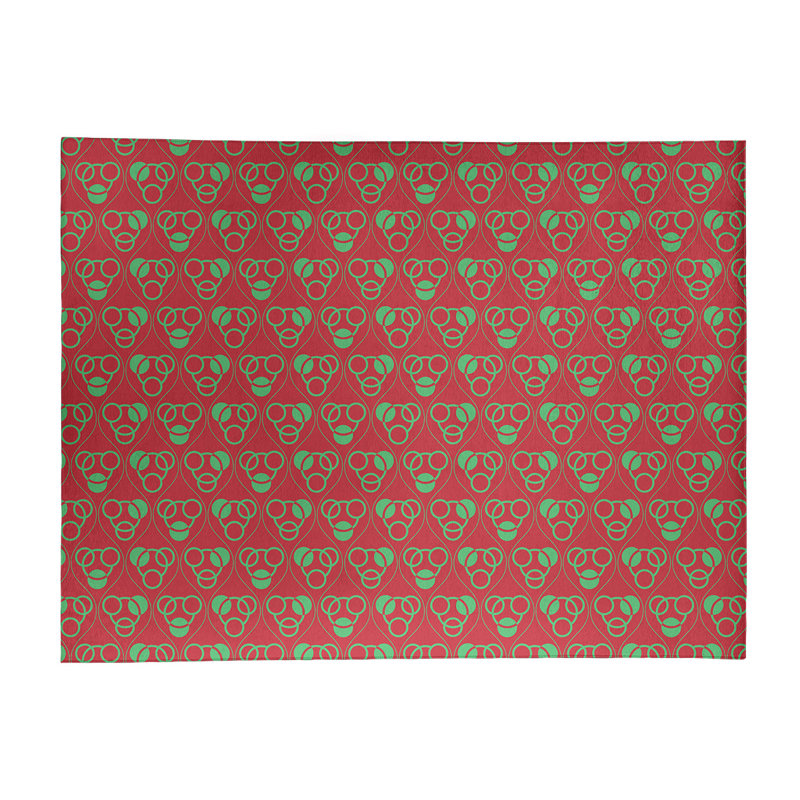 Tapis de zone rouge/vert fait main géométrique, Rectangle 8 pi x 10 pi