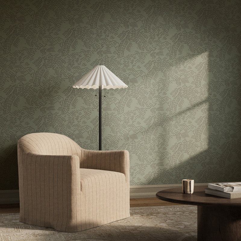 Balkan Abstract Wallpaper, 12"x8", Balkan Olive Night II