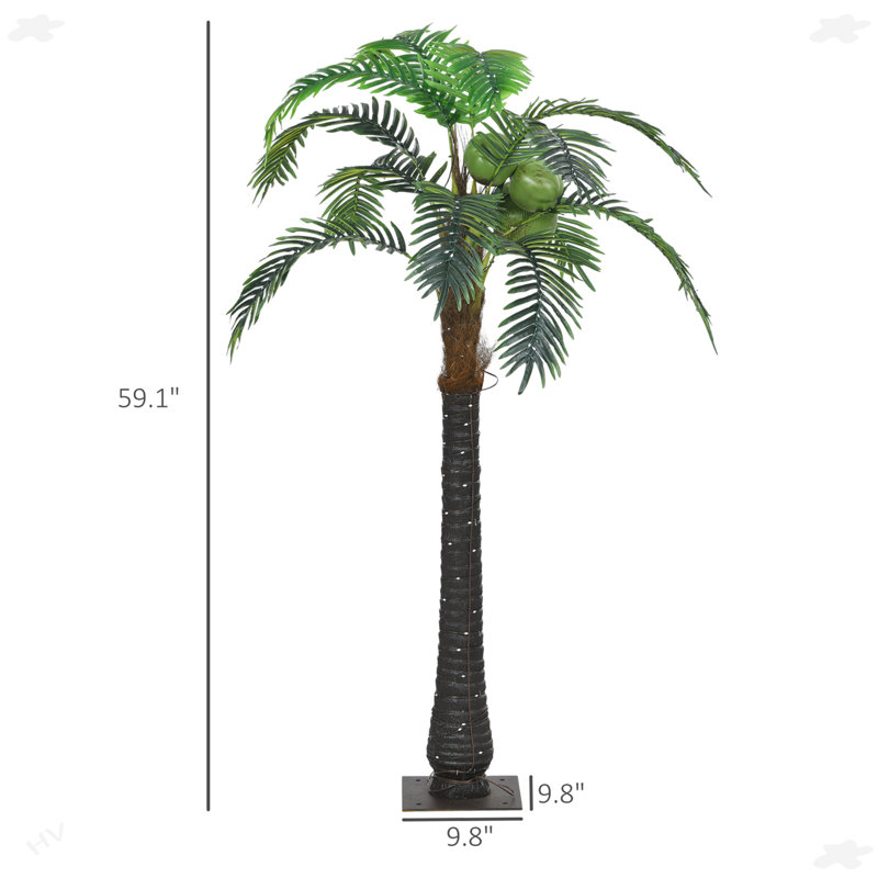Artificial Lighted Palm Tree With 3 Coconuts, 200 LED Light