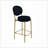 2PCS Velvet Round Bar Stools With Gold Metal Legs-243697927