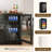 53.2" Wine Bar Cabinet with LED Lights & Power Outlets, Storage Buffet with Wine Glass Rack 