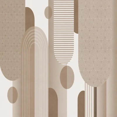 Papier peint à motif de cercle géométrique abstrait beige moderne pour le bureau de la chambre à coucher
