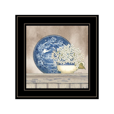 "Farmhouse Blues I" By Linda Spivey, Ready To Hang Framed Print, Black Frame