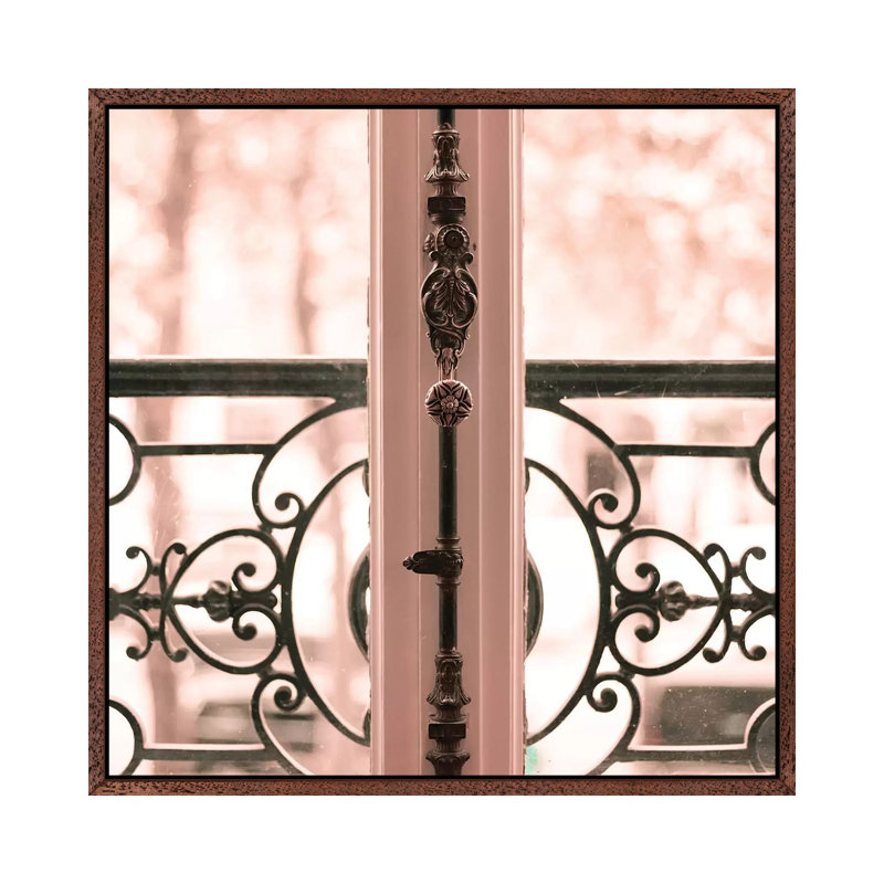 Parisian Balcony 1 Piece Wall Art on Canvas, 66.04 cm H x 66.04 cm W, Classic Brown Wood Framed