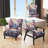 Purple Dreamy Florals VII - Upholstered Contemporary Arm Chair, Botanical Abstract Accent Chair