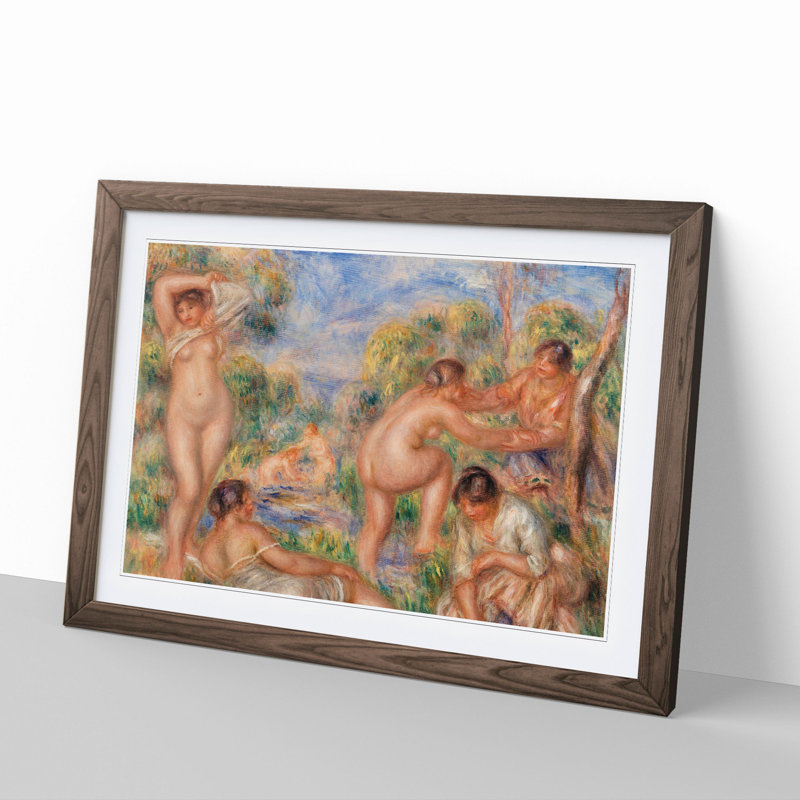 Bathing Group by Pierre-Auguste Renoir - Picture Frame Painting, Walnut, 65cm H x 90cm W x 2cm D
