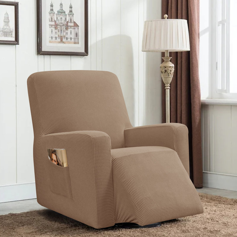 Housse pour fauteuil inclinable à coussins carrés/rectangulaires, Mélange de polyester sable