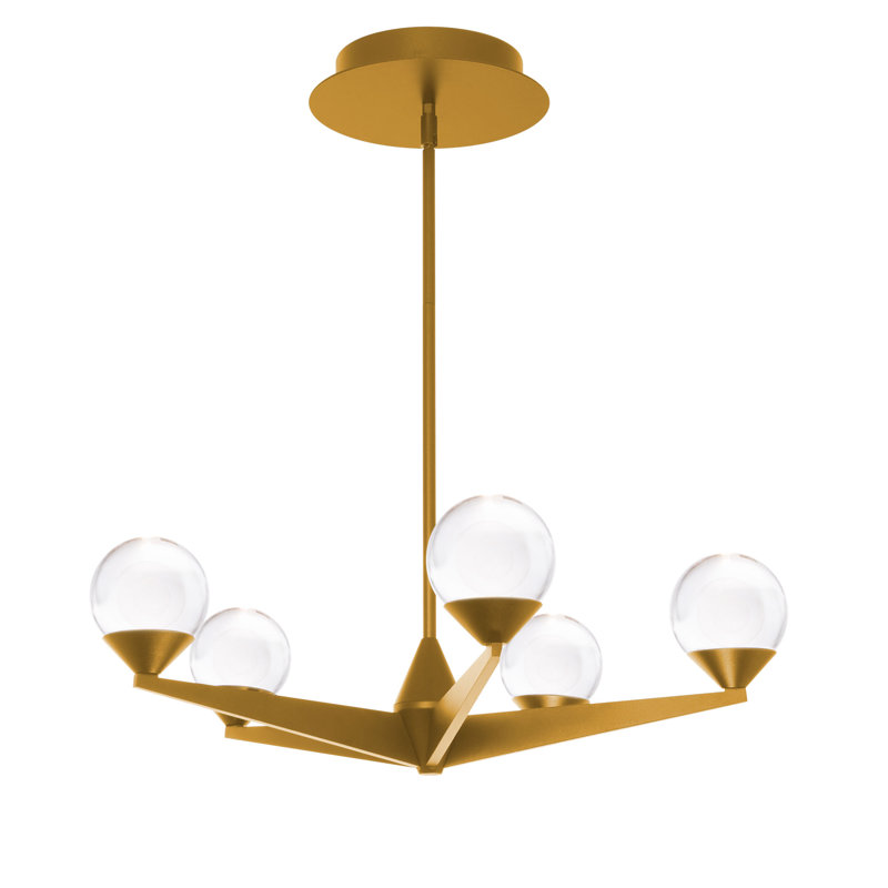 Double Bubble 5 - Light LED Chandelier, Aged Brass