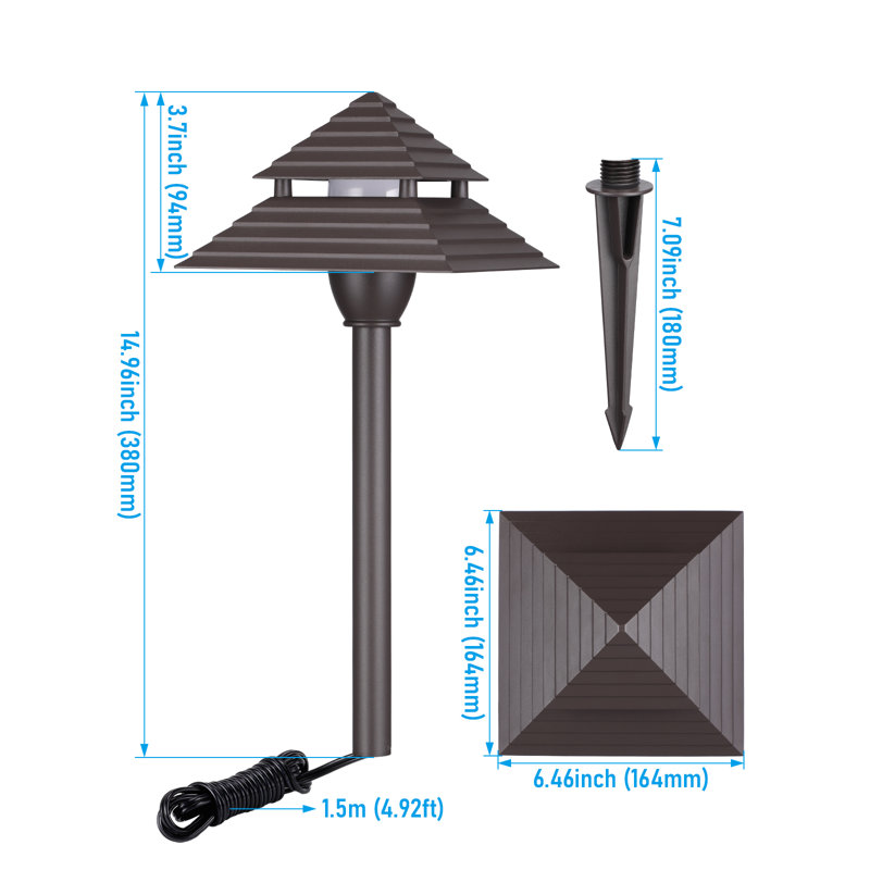 3 lumières de sentier à DEL 3cct, lumières de paysage à basse tension, 12-15V AC / 12-24V DC, Ip65, boîtier en aluminium