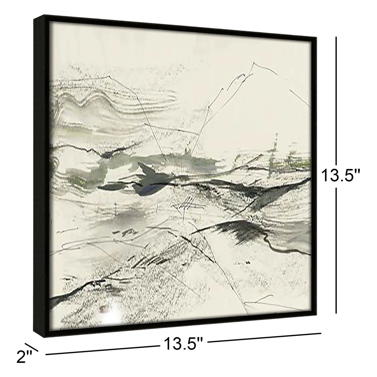 Green Sketches, 13.5" H x 13.5" W x 2" D, Espresso Floater Framed