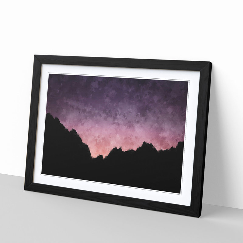 Pink Sky at Night 1 Piece Single Picture Frame Wall Art on MDF, 33cm H x 45cm W x 2cm D, Black