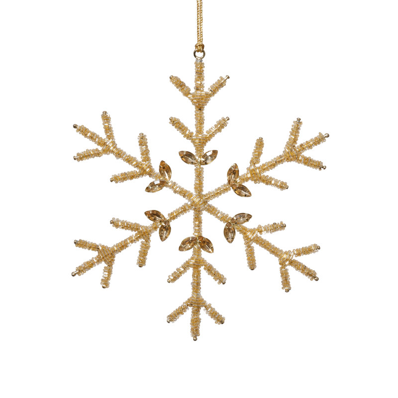 Ensemble de 12 décorations de Noël flocons de neige dorés dorés, H 8 po x l 8 po x P 0,25 po