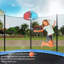 Trampoline rond de 15 pi avec enceinte de sécurité, panier de basketball et échelle
