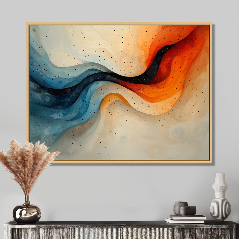 Silent Burst Spiral of Ink IV - Abstract Spirals, art mural, H 24 po x l 32 po, Cadre flottant, Naturel