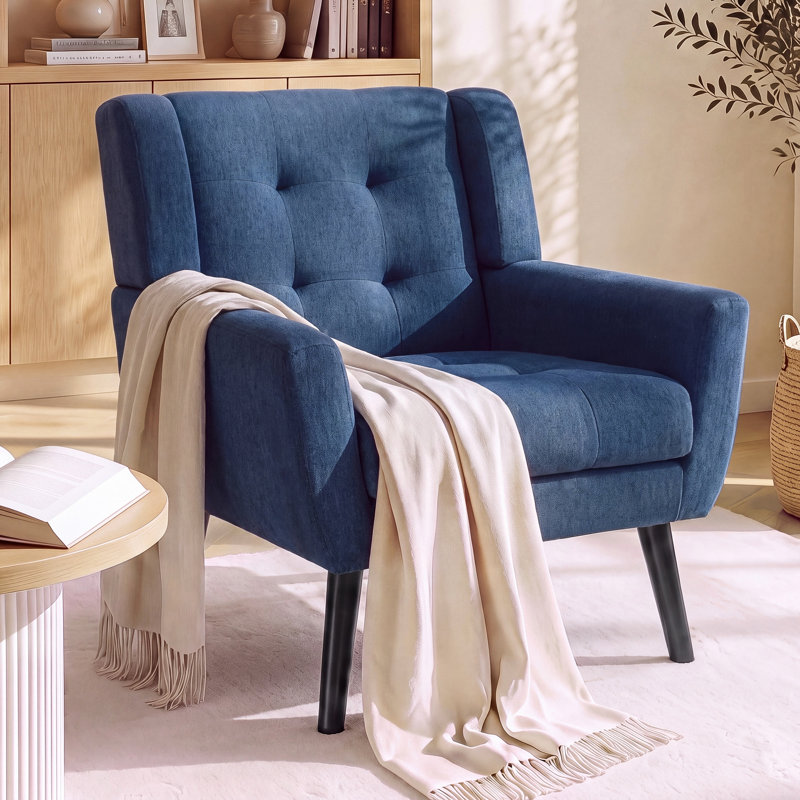 Fauteuil d'appoint Bolanle, Lin bleu marine