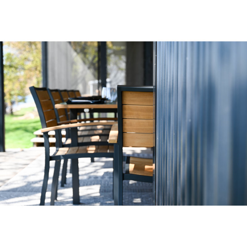 SoHo Teak Aluminum Outdoor Stacking Armchair, Black