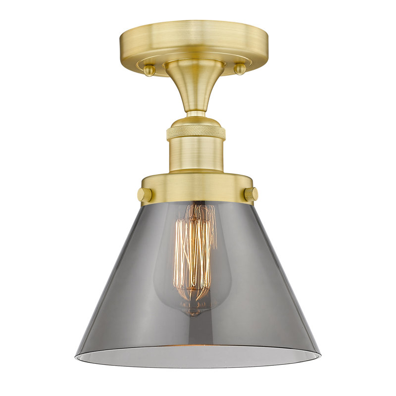 Cone 1 Light Semi-Flush Mount, Clear, Satin Gold